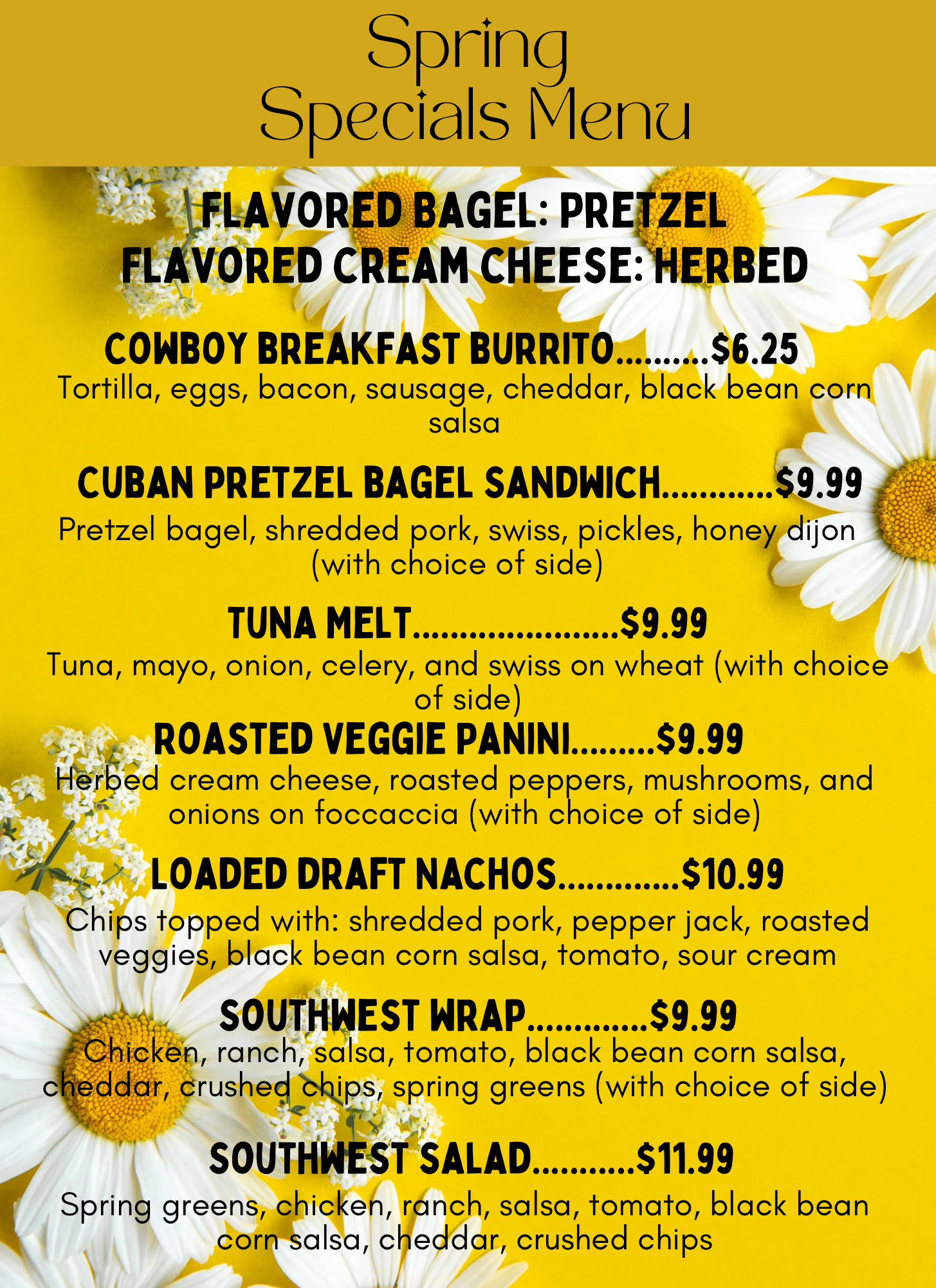 Spring Type Resto Menu Spring Specials Menu – Maple Buzz Cafe